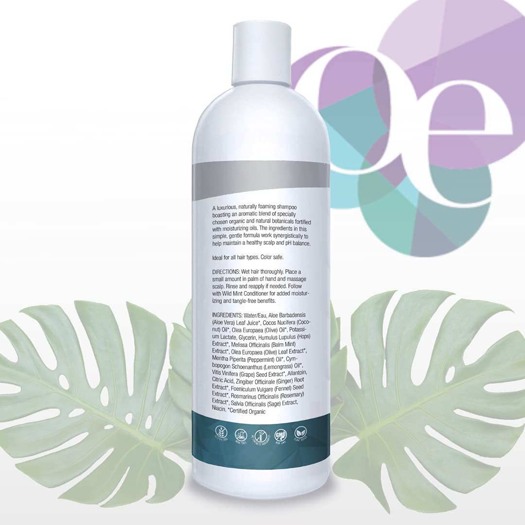Organic Excellence Natural Organic Shampoo, Wild Mint & Rosemary, Chemical Free, Plant-Based, Toxin-Free, Cruelty-Free, Certified Herbs & Oils For Healthy Full-Bodied Hair 16 fl. oz - dailyvitalstore