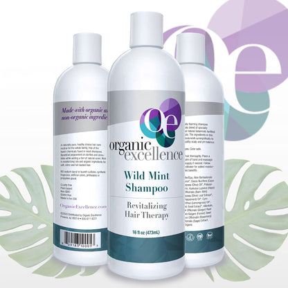 Organic Excellence Natural Organic Shampoo, Wild Mint & Rosemary, Chemical Free, Plant-Based, Toxin-Free, Cruelty-Free, Certified Herbs & Oils For Healthy Full-Bodied Hair 16 fl. oz - dailyvitalstore