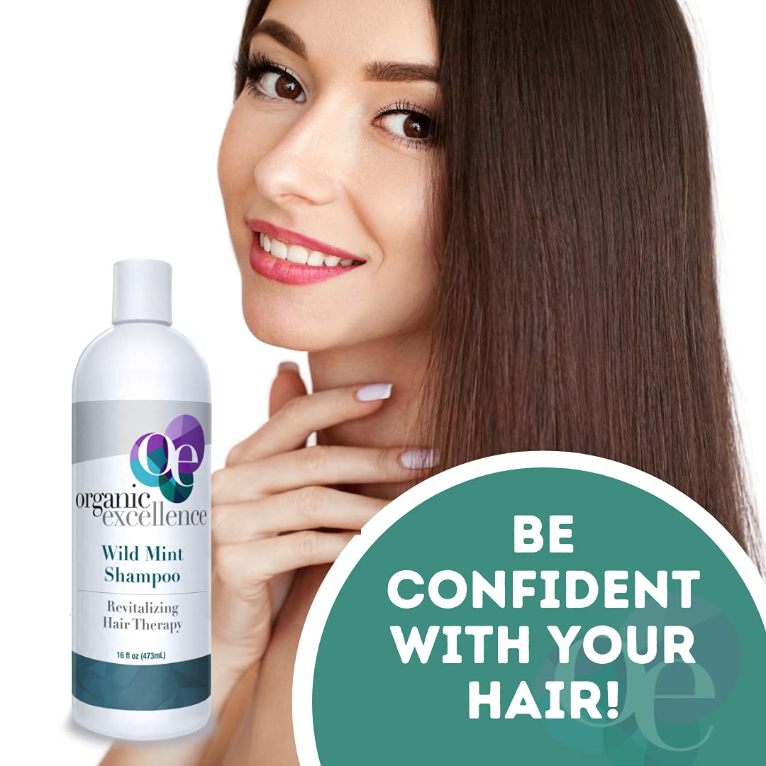 Organic Excellence Natural Organic Shampoo, Wild Mint & Rosemary, Chemical Free, Plant-Based, Toxin-Free, Cruelty-Free, Certified Herbs & Oils For Healthy Full-Bodied Hair 16 fl. oz - dailyvitalstore