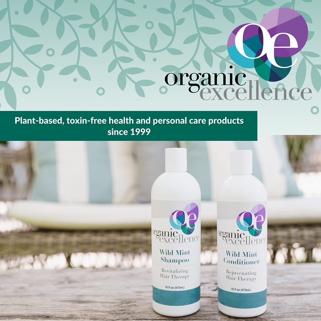 Organic Excellence Natural Organic Shampoo, Wild Mint & Rosemary, Chemical Free, Plant-Based, Toxin-Free, Cruelty-Free, Certified Herbs & Oils For Healthy Full-Bodied Hair 16 fl. oz - dailyvitalstore