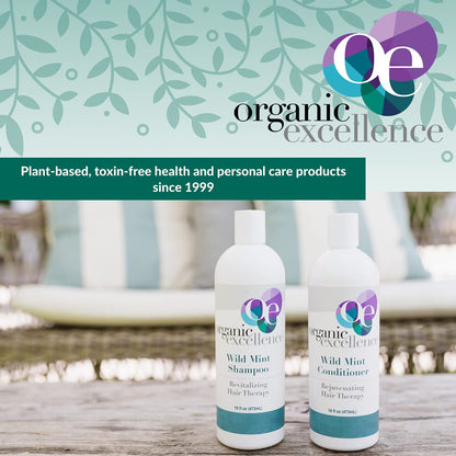 Organic Excellence Natural Organic Shampoo, Wild Mint & Rosemary, Chemical Free, Plant-Based, Toxin-Free, Cruelty-Free, Certified Herbs & Oils For Healthy Full-Bodied Hair 16 fl. oz - dailyvitalstore