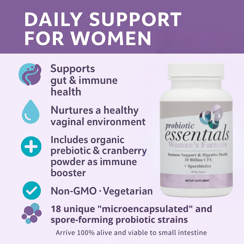 Organic Excellence Probiotics for Women – 30 Billion CFU 18 Strains Prebiotics & Sporebiotics – Gut, Vaginal, Digestive, Immune & Urinary Tract Support – 30 Capsules - dailyvitalstore