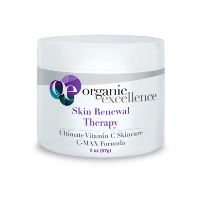 Organic Excellence Skin Renewal Therapy, Vitamin C Face & Neck Cream, Moisturizer to Stimulate Collagen Production and Increase Skin Cell Renewal, Organic Natural Non-Toxic Cruelty-Free 2 oz (57g) - dailyvitalstore