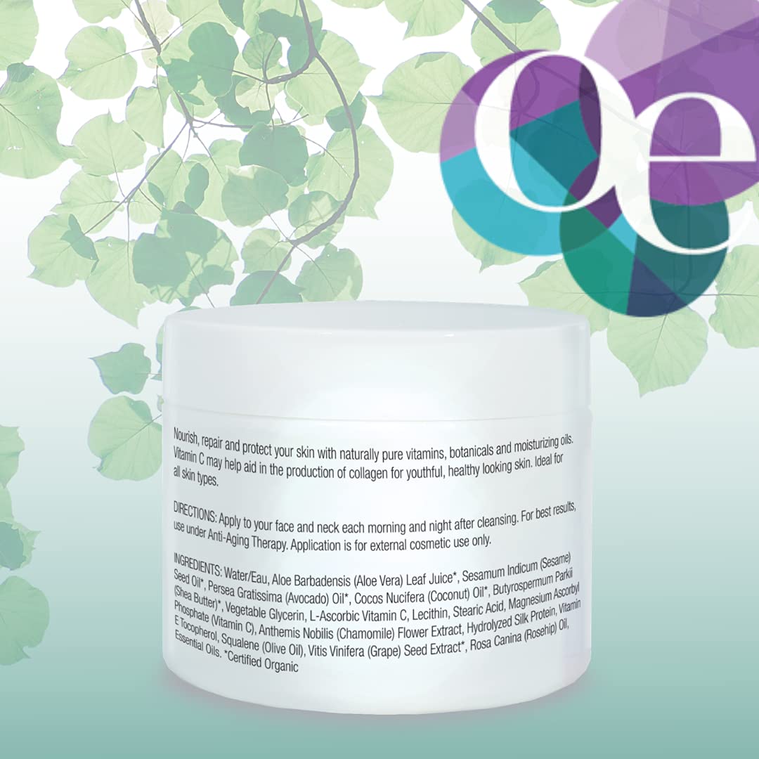 Organic Excellence Skin Renewal Therapy, Vitamin C Face & Neck Cream, Moisturizer to Stimulate Collagen Production and Increase Skin Cell Renewal, Organic Natural Non-Toxic Cruelty-Free 2 oz (57g) - dailyvitalstore