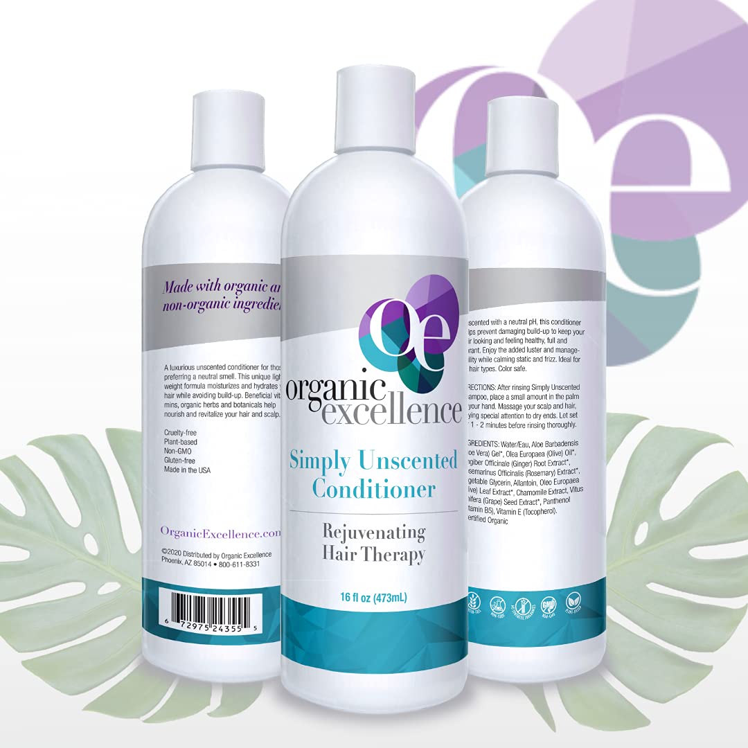 Organic Excellence Sulfate Free Conditioner - Fragrance, Gluten, Paraben Free, Color Safe. Organic Herb Extracts and Oils, Natural Hair Care for the Whole Family, 16 fl ounces (473 ml) - dailyvitalstore