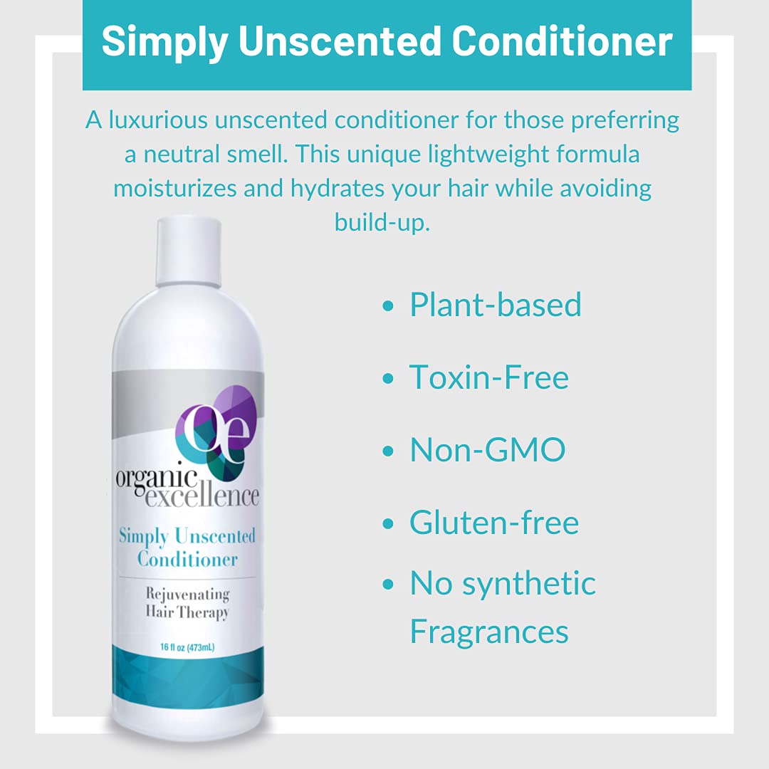 Organic Excellence Sulfate Free Conditioner - Fragrance, Gluten, Paraben Free, Color Safe. Organic Herb Extracts and Oils, Natural Hair Care for the Whole Family, 16 fl ounces (473 ml) - dailyvitalstore