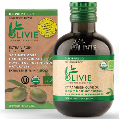 Organic High Polyphenol Extra Virgin Olive Oil, 30x More Hydroxytyrosol, Polyphenols 1250 mg/kg & Antioxidants, Research-Backed, OLIVIE PLUS 30X, Pure Cold Pressed EVOO - dailyvitalstore