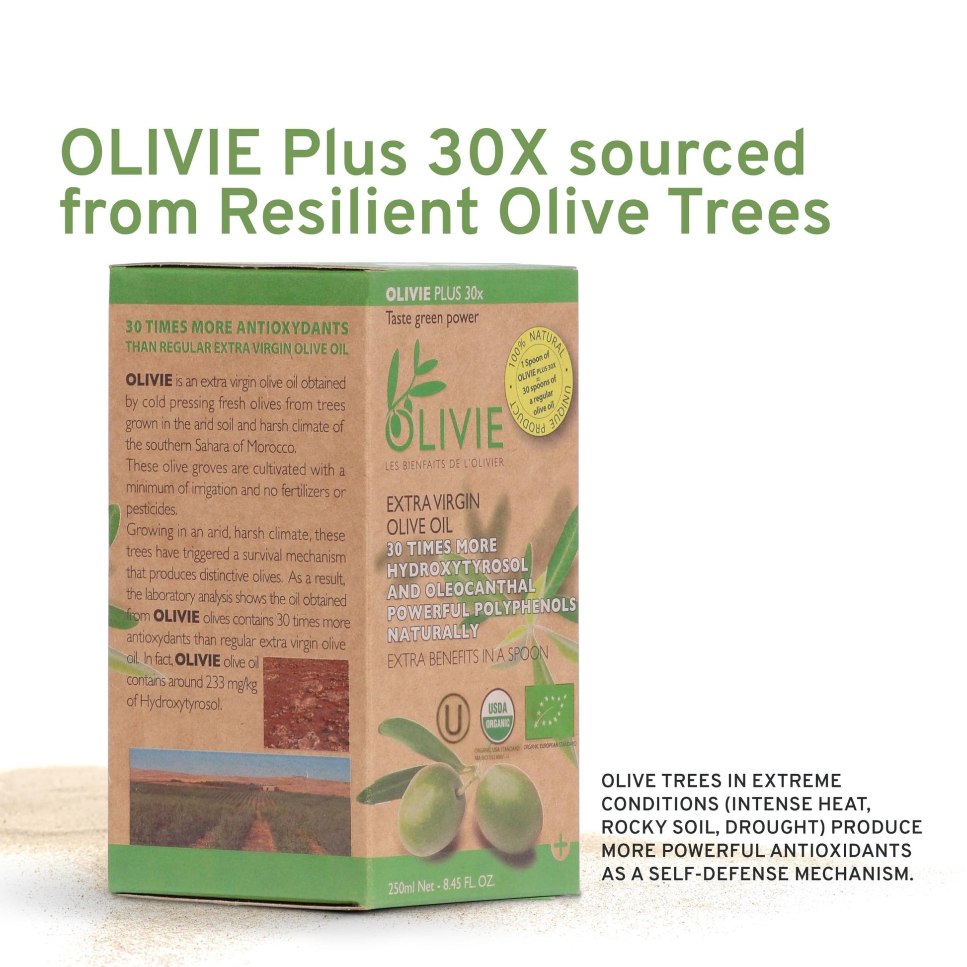 Organic High Polyphenol Extra Virgin Olive Oil, 30x More Hydroxytyrosol, Polyphenols 1250 mg/kg & Antioxidants, Research-Backed, OLIVIE PLUS 30X, Pure Cold Pressed EVOO - dailyvitalstore