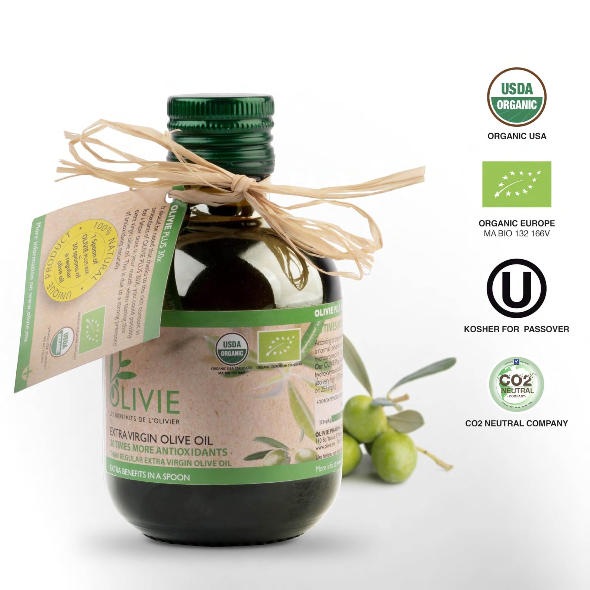 Organic High Polyphenol Extra Virgin Olive Oil, 30x More Hydroxytyrosol, Polyphenols 1250 mg/kg & Antioxidants, Research-Backed, OLIVIE PLUS 30X, Pure Cold Pressed EVOO - dailyvitalstore