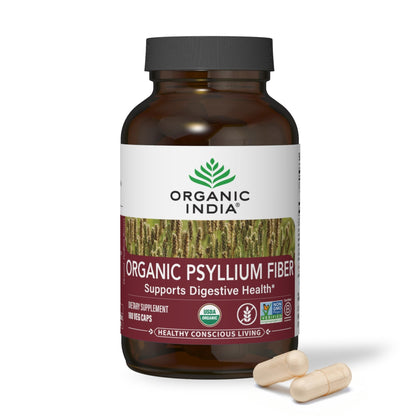 ORGANIC INDIA Psyllium Husk Capsules - Fiber Supplement, Healthy Elimination - Vegan, Keto Friendly, Gluten-Free, USDA Certified Organic, Non-GMO - dailyvitalstore