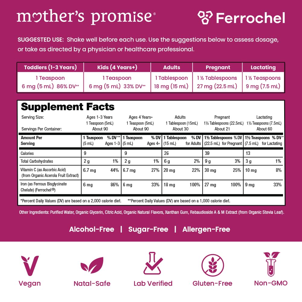 Organic Liquid Iron Supplement for Women, Men & Kids with Vitamin C | Sugar Free Natural Berry Flavor Non Constipating Vegan Ferrochel - dailyvitalstore
