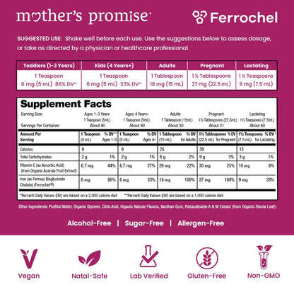 Organic Liquid Iron Supplement for Women, Men & Kids with Vitamin C | Sugar Free Natural Berry Flavor Non Constipating Vegan Ferrochel - dailyvitalstore