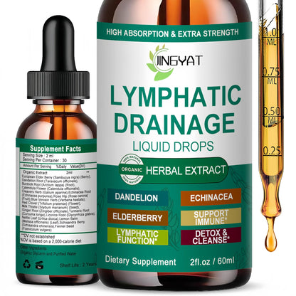 Organic Lymphatic Drainage Drops | 17-in-1 Lymphatic Drainage Supplement | Echinacea,Elderberry,Dandelion | High Absorption Liposomal Lymphatic Drainage for Immune Support,Lymph Cleanse&Detox,2 fl oz - dailyvitalstore