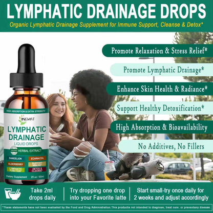 Organic Lymphatic Drainage Drops | 17-in-1 Lymphatic Drainage Supplement | Echinacea,Elderberry,Dandelion | High Absorption Liposomal Lymphatic Drainage for Immune Support,Lymph Cleanse&Detox,2 fl oz - dailyvitalstore