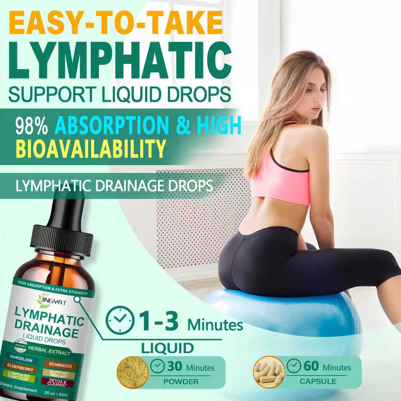 Organic Lymphatic Drainage Drops | 17-in-1 Lymphatic Drainage Supplement | Echinacea,Elderberry,Dandelion | High Absorption Liposomal Lymphatic Drainage for Immune Support,Lymph Cleanse&Detox,2 fl oz - dailyvitalstore