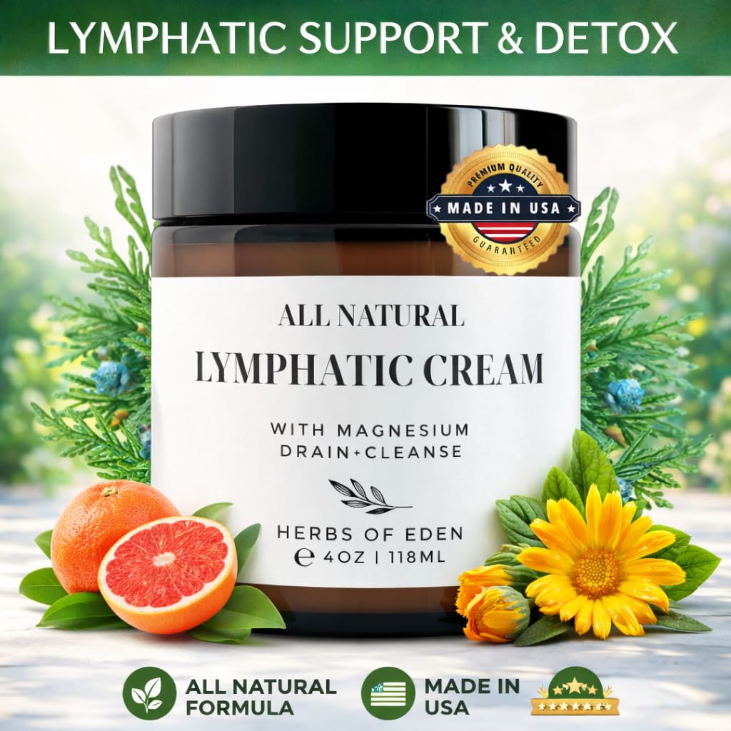 Organic Lymphatic Massage Cream with Magnesium – Natural Topical Cream | Stimulate Lymph Fluid | Family Owned, Made in USA - dailyvitalstore