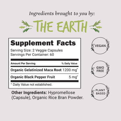 Organic Maca Root Capsules 1200 mg – Libido Booster for Women Fast Acting & Potent | Female Maca Supplement | Energy Pills from Peru | Includes Black Pepper for High Absorption | Vegan, 120 Ct - dailyvitalstore