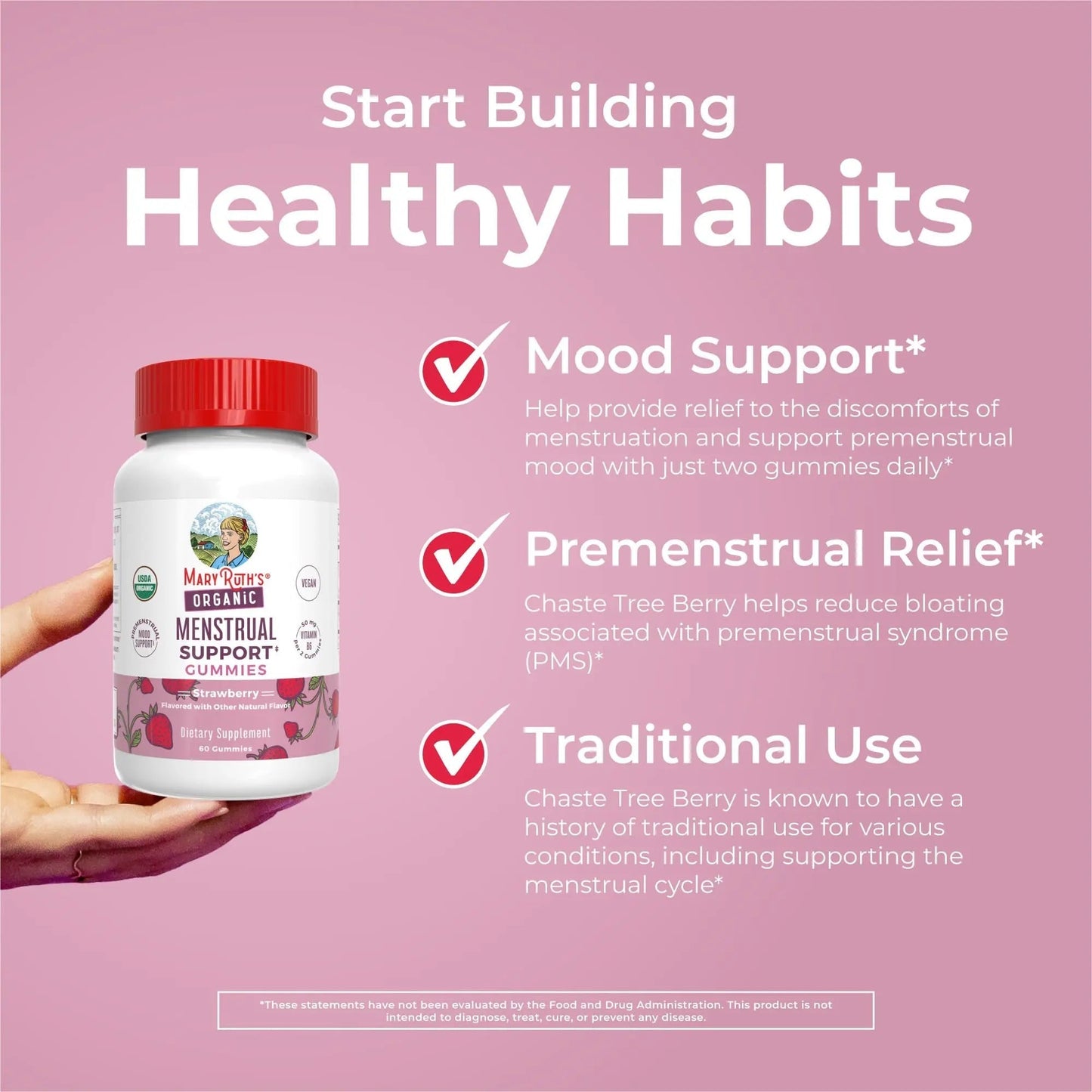 Organic Menstrual Support Gummies by MaryRuth's | for The Relief of Common Symptoms of Premenstrual Syndrome | PMS Support | Premenstrual Mood Support | USDA Organic | Non-GMO | Vegan | 30 Servings - dailyvitalstore