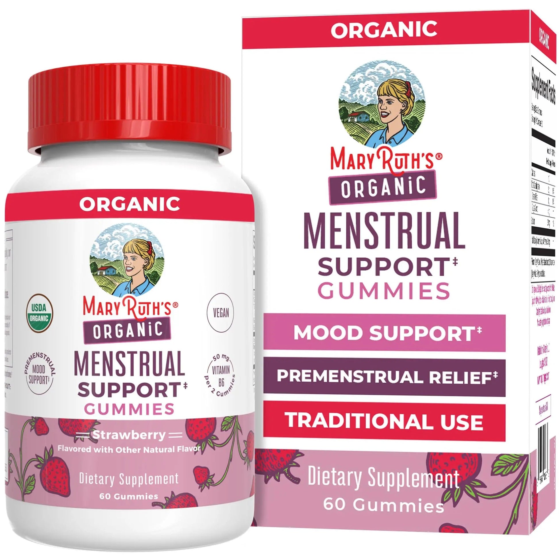 Organic Menstrual Support Gummies by MaryRuth's | for The Relief of Common Symptoms of Premenstrual Syndrome | PMS Support | Premenstrual Mood Support | USDA Organic | Non-GMO | Vegan | 30 Servings - dailyvitalstore