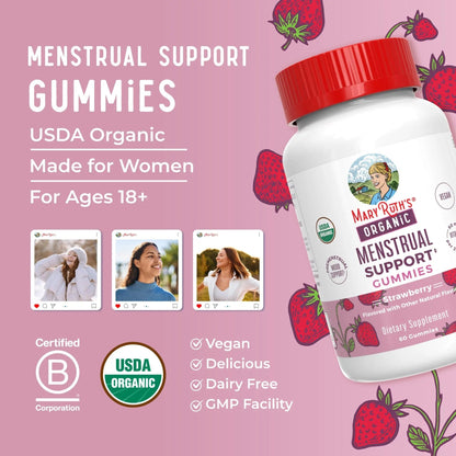 Organic Menstrual Support Gummies by MaryRuth's | for The Relief of Common Symptoms of Premenstrual Syndrome | PMS Support | Premenstrual Mood Support | USDA Organic | Non-GMO | Vegan | 30 Servings - dailyvitalstore