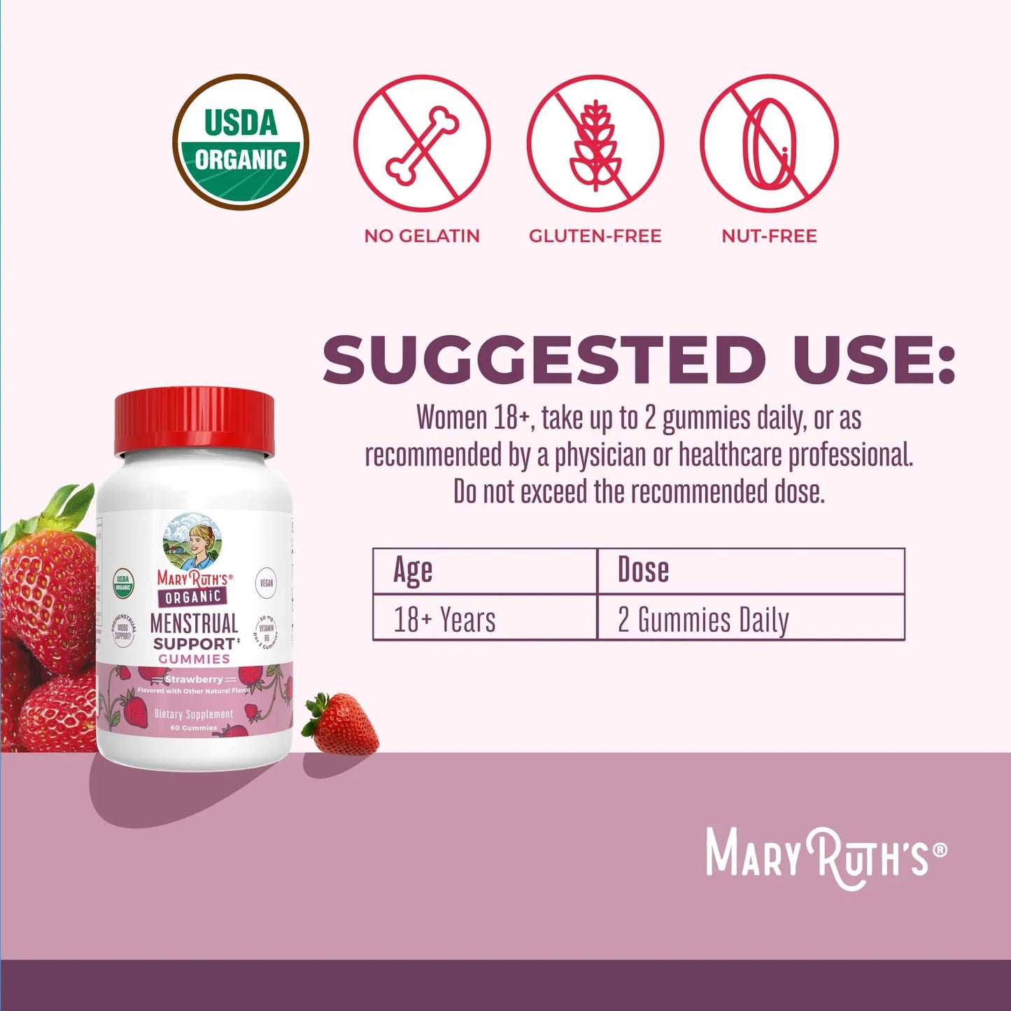 Organic Menstrual Support Gummies by MaryRuth's | for The Relief of Common Symptoms of Premenstrual Syndrome | PMS Support | Premenstrual Mood Support | USDA Organic | Non-GMO | Vegan | 30 Servings - dailyvitalstore