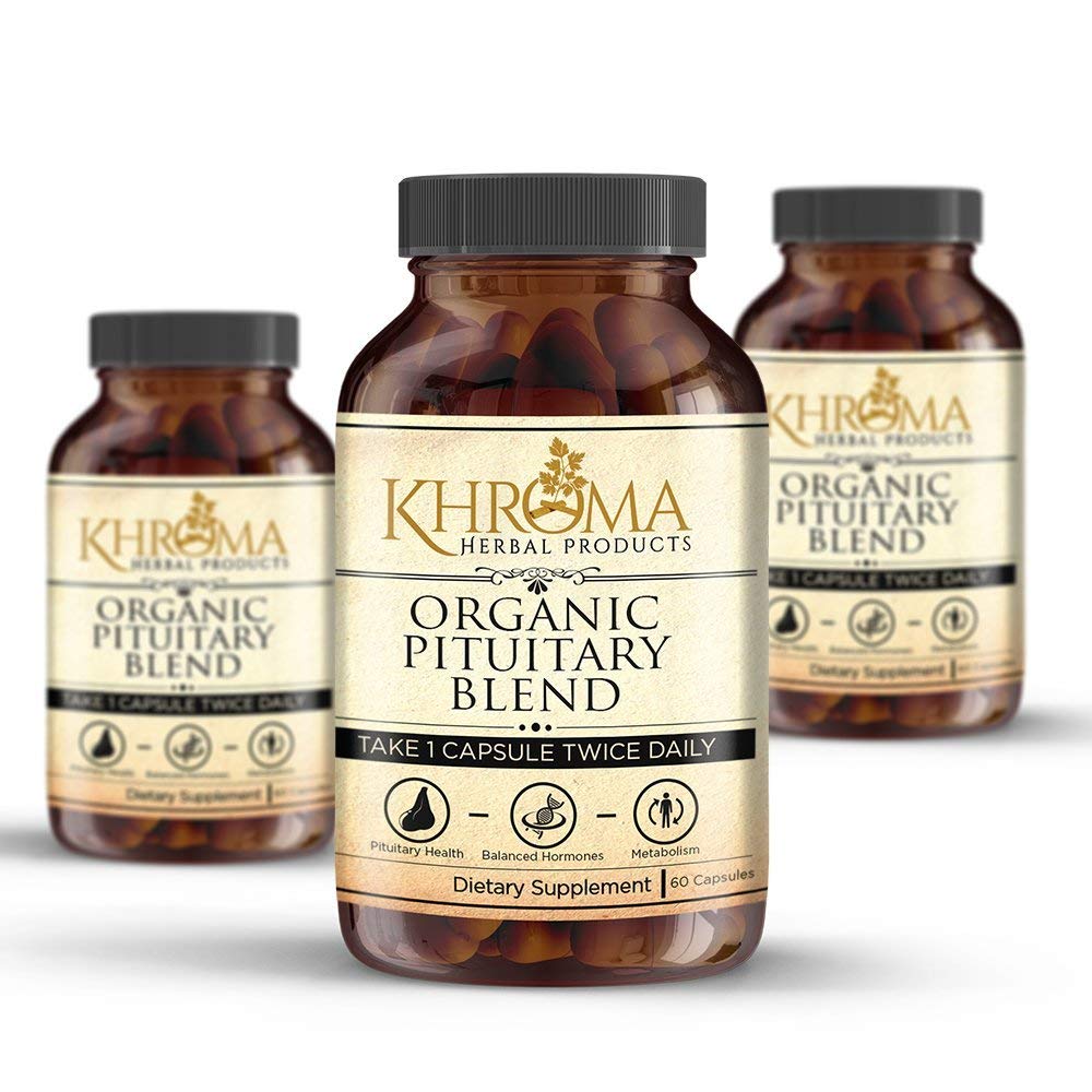 Organic Pituitary Blend - 60 Vegan Capsules in a Glass Bottle - for Maximum Pituitary Support - by Khroma Herbs - dailyvitalstore