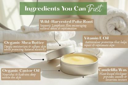 Organic Poke Root & Castor Oil Salve | Vegan Lymphatic Support | Enriched with Essential Oils | Cysts, Boils, Fibroids, Swollen Lymph Nodes, Breast & Joint (1oz, Frankincense) - dailyvitalstore