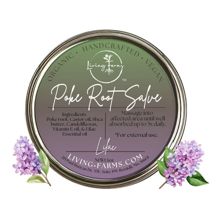 Organic Poke Root Castor Oil Salve | Vegan Lymphatic Support | Enriched with Essential Oils | Cysts, Boils, Fibroids, Swollen Lymph Nodes, Breast & Joint (1oz, Lilac) - dailyvitalstore