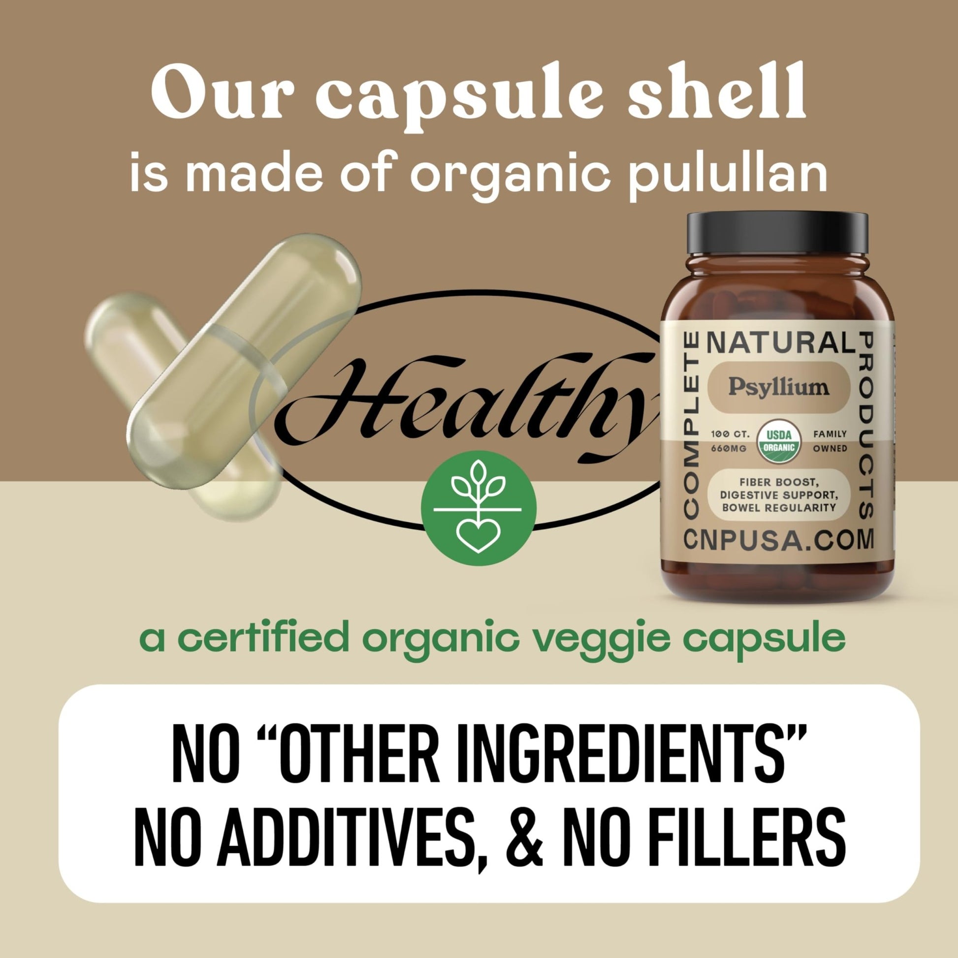 Organic Psyllium Husk Capsules 660mg - Fiber Caps Supplement, Psyllium Capsules for Digestive Regularity, Colon Cleanse Support, Unflavored Whole - dailyvitalstore
