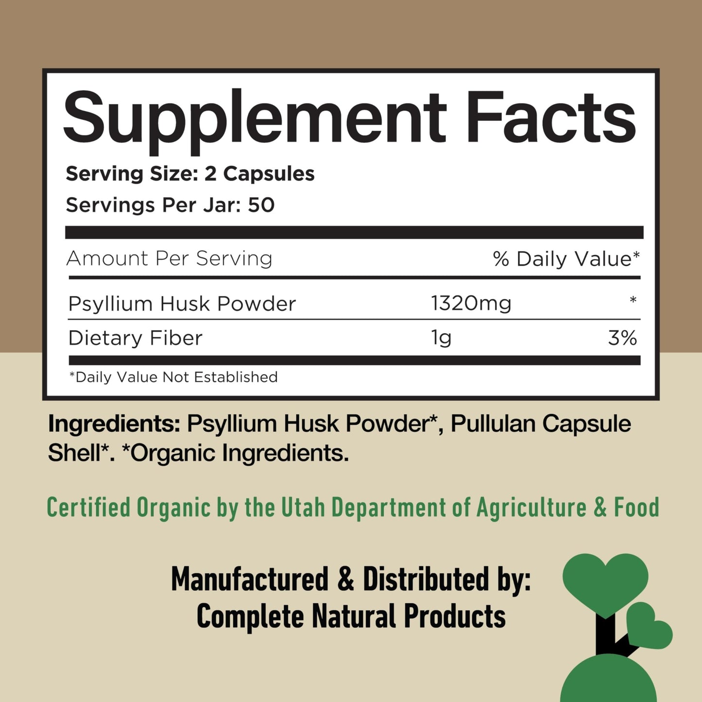 Organic Psyllium Husk Capsules 660mg - Fiber Caps Supplement, Psyllium Capsules for Digestive Regularity, Colon Cleanse Support, Unflavored Whole - dailyvitalstore