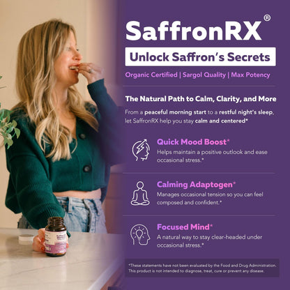 Organic Saffron Extract: Optimized Extract with Safromotivines, Safranal, and Crocins – Clinically Studied | Premium Persian Sargol Quality | Supports Mood, - dailyvitalstore