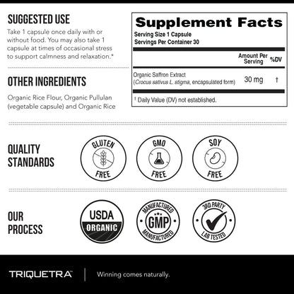 Organic Saffron Extract: Optimized Extract with Safromotivines, Safranal, and Crocins – Clinically Studied | Premium Persian Sargol Quality | Supports Mood, - dailyvitalstore