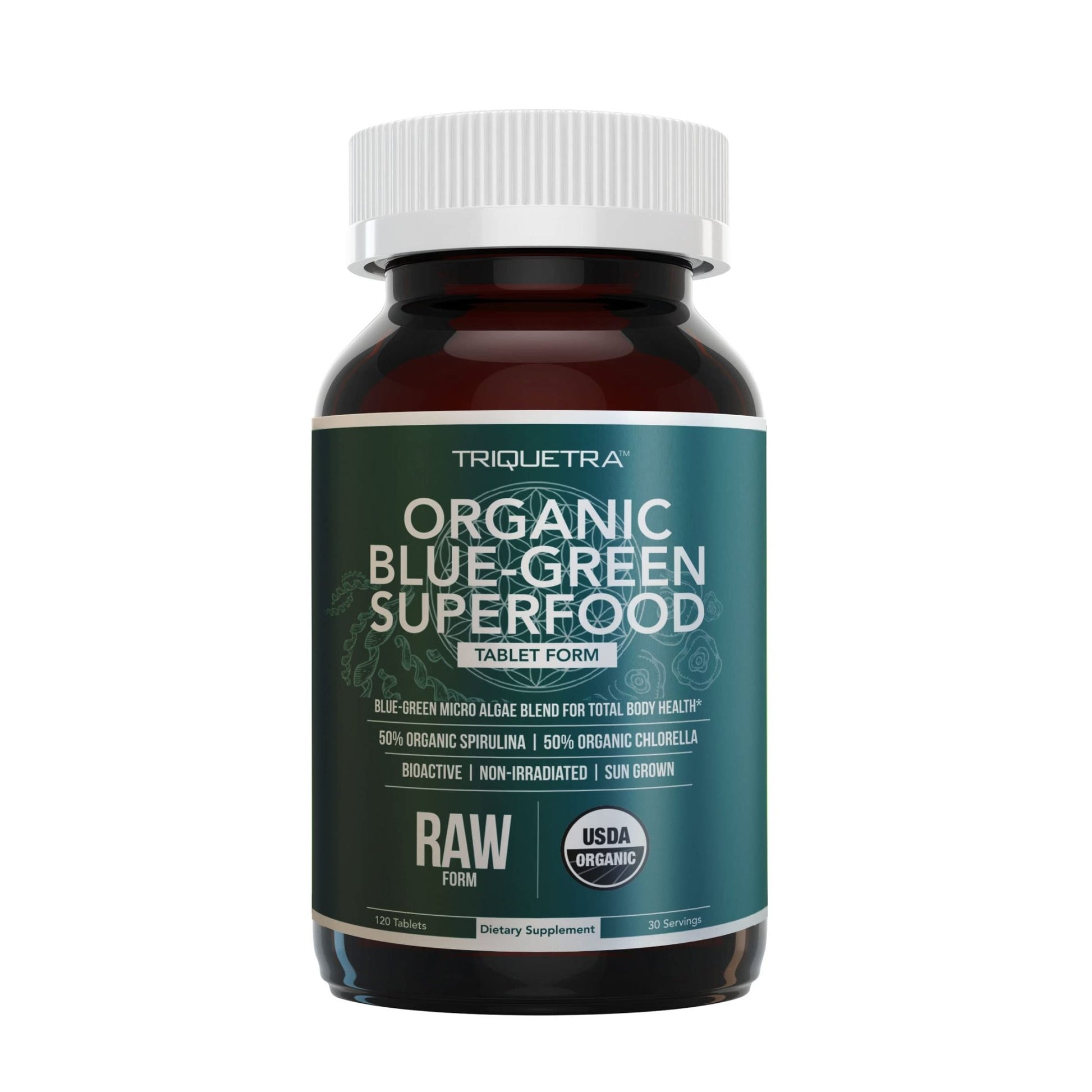 Organic Spirulina & Chlorella Tablets – 4 Organic Certifications, Raw, Non-Irradiated – 50/50 Blue Green Algae Blend – Antioxidant Content Equal to 5 Servings of Vegetables (120 Tablets) - dailyvitalstore