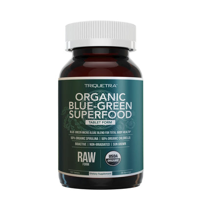 Organic Spirulina & Chlorella Tablets – 4 Organic Certifications, Raw, Non-Irradiated – 50/50 Blue Green Algae Blend – Antioxidant Content Equal to 5 Servings of Vegetables (120 Tablets) - dailyvitalstore