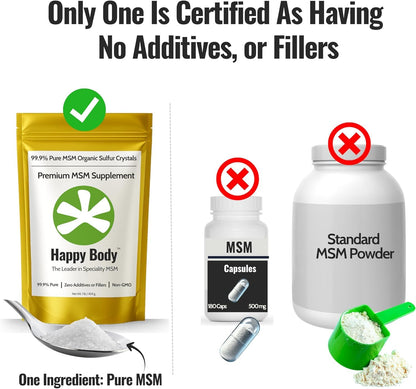 Organic Sulfur Crystals | 99.9% Pure MSM Crystals for Joint Support, Recovery, Hair, Skin & Nails | 90 Servings | 1 lb Bag - dailyvitalstore