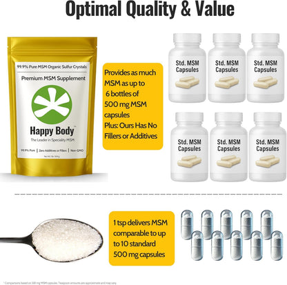 Organic Sulfur Crystals | 99.9% Pure MSM Crystals for Joint Support, Recovery, Hair, Skin & Nails | 90 Servings | 1 lb Bag - dailyvitalstore