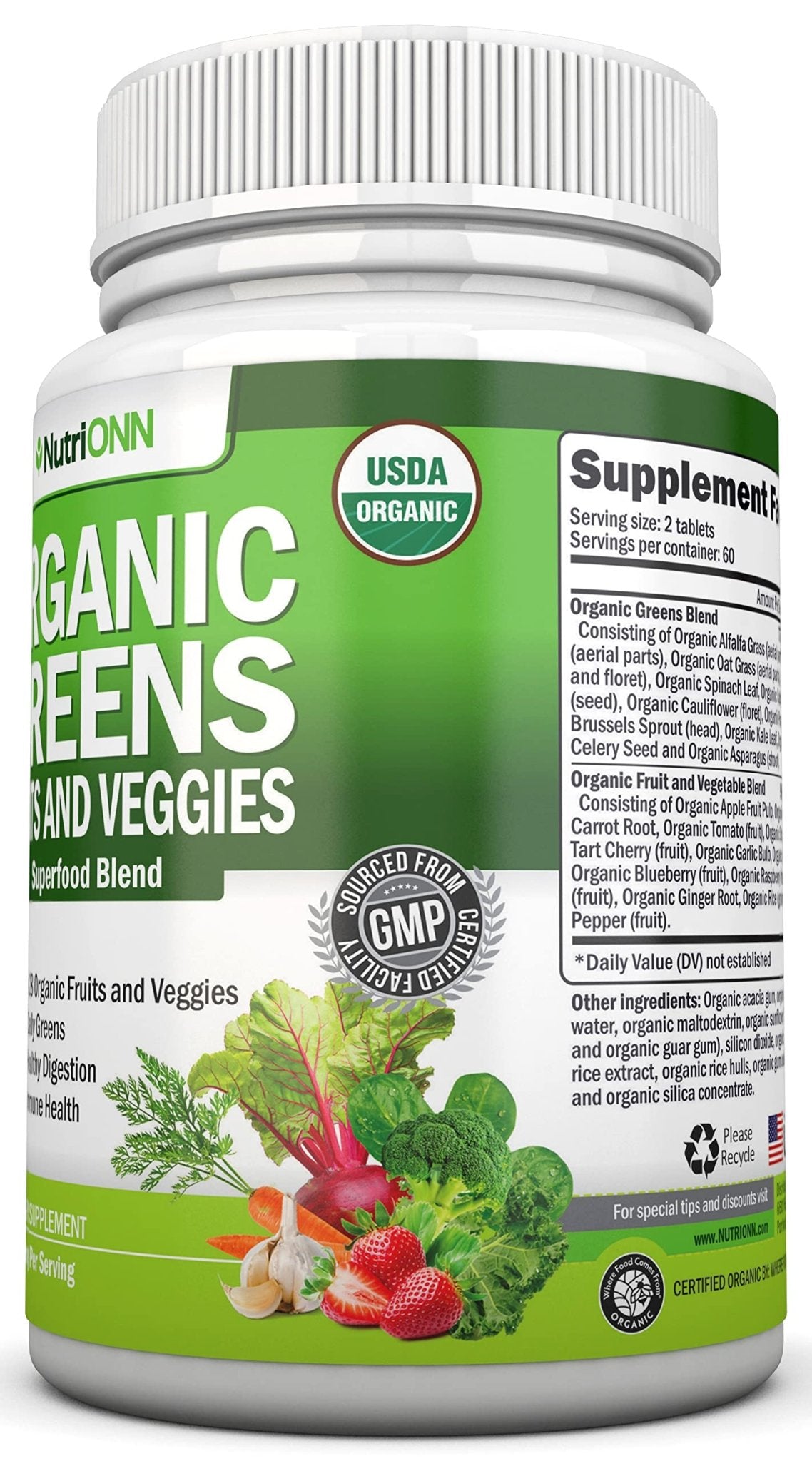 Organic Super Greens Capsules - Fruit And Vegetable Supplements - 120 Count - 28 USDA Organic & Vegan Premium Ingredients - Superfood Blend For Immune Health, Digestion & Energy - Whole Food Vitamins - dailyvitalstore