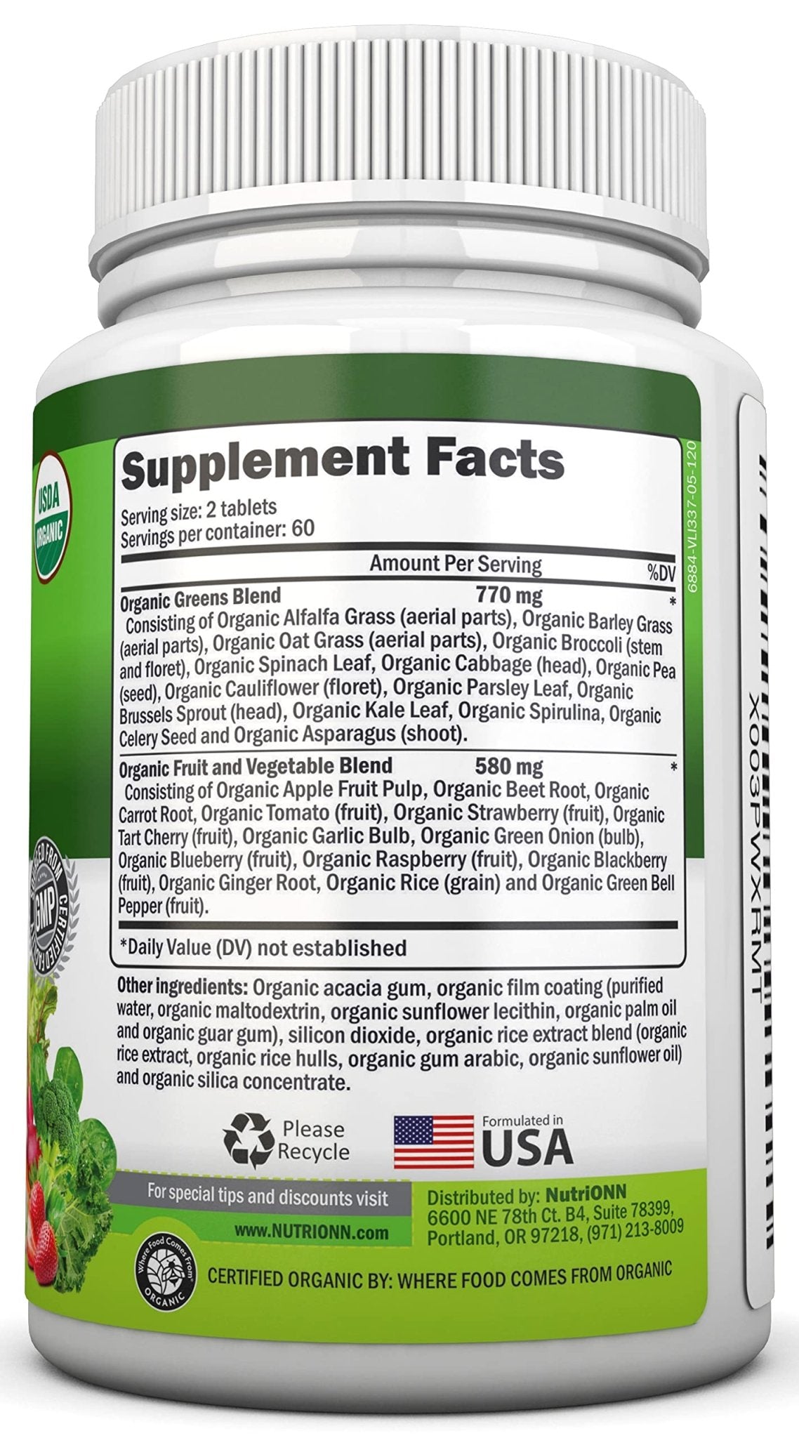 Organic Super Greens Capsules - Fruit And Vegetable Supplements - 120 Count - 28 USDA Organic & Vegan Premium Ingredients - Superfood Blend For Immune Health, Digestion & Energy - Whole Food Vitamins - dailyvitalstore