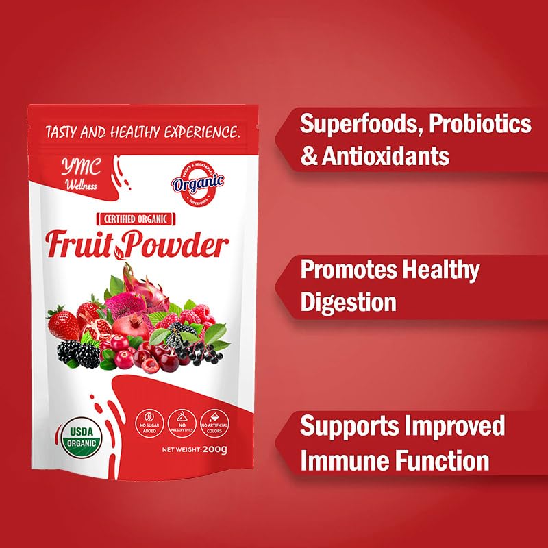 Organic Superfood Fruit Powder Smoothie & Juice mix - Antioxidants Rich Nutrients. Digestive Health, Weight Management, Immune Boosting, Energy boosting, Vitality, Vegan, Non- GMO, Gluten Free, Vegan. - dailyvitalstore