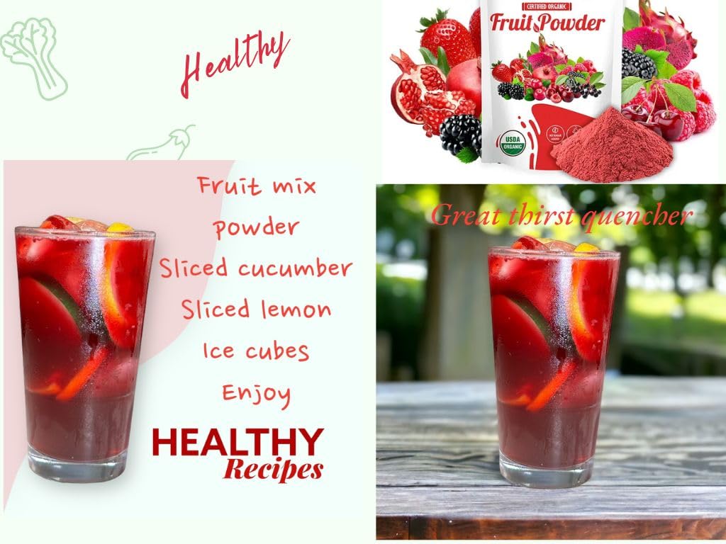 Organic Superfood Fruit Powder Smoothie & Juice mix - Antioxidants Rich Nutrients. Digestive Health, Weight Management, Immune Boosting, Energy boosting, Vitality, Vegan, Non- GMO, Gluten Free, Vegan. - dailyvitalstore