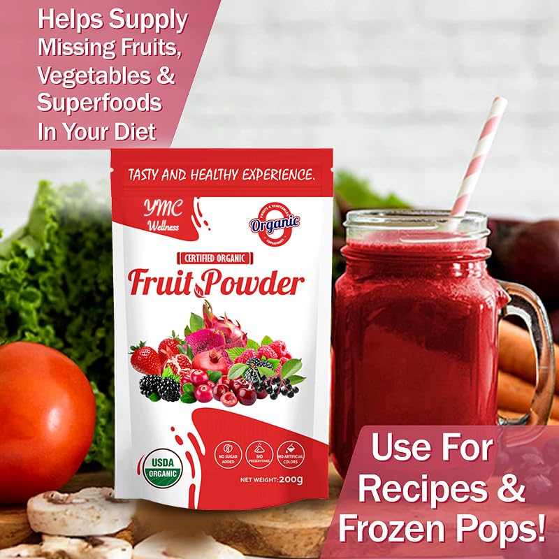 Organic Superfood Fruit Powder Smoothie & Juice mix - Antioxidants Rich Nutrients. Digestive Health, Weight Management, Immune Boosting, Energy boosting, Vitality, Vegan, Non- GMO, Gluten Free, Vegan. - dailyvitalstore
