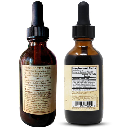 Organic Turmeric, Frankincense and Myrrh – Herbal Supplement Blend for Energy, Detox, Focus, Immunity & Stress – Non-GMO Vegan Tonic with Milk Thistle – Wisdom Bible Based Blend – 2oz Liquid Drops - dailyvitalstore