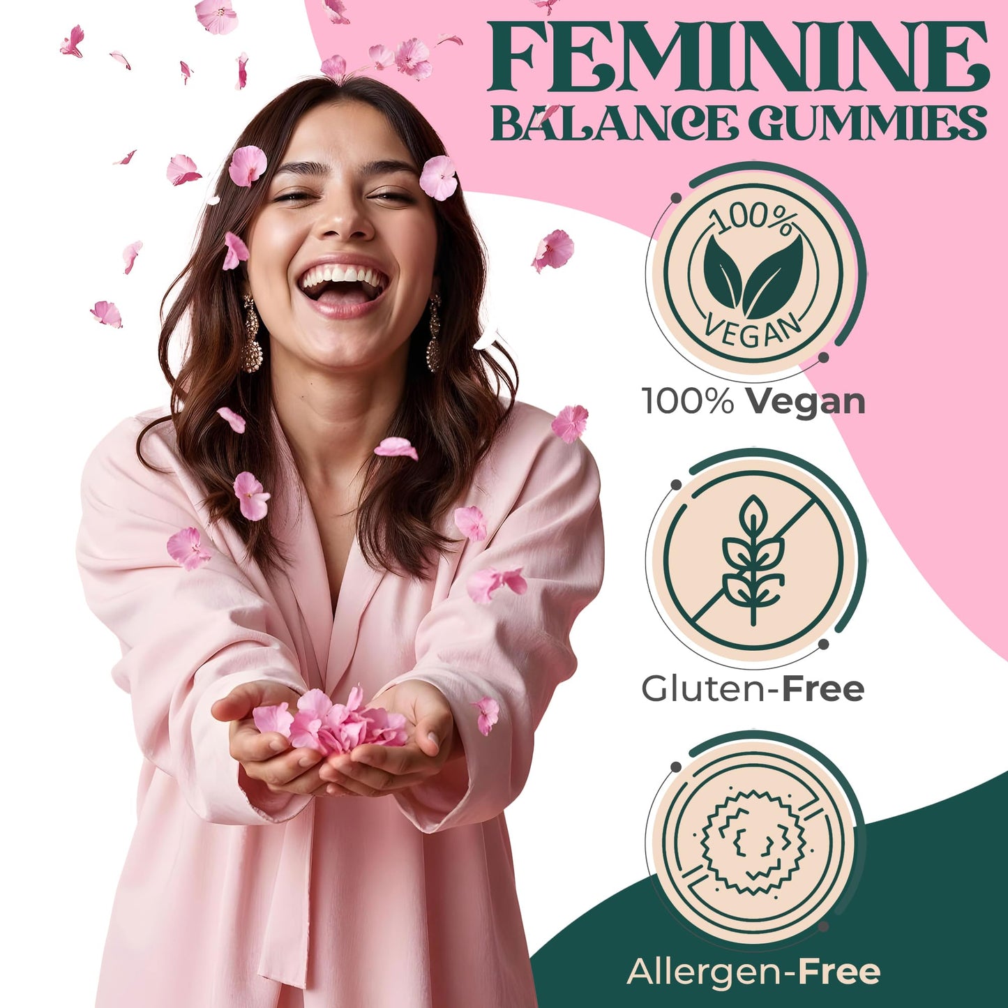 ORGANIC UPLIFT Premium Feminine Balance Gummies - for Women’s Health & Wellness - Immune Support - Vegan, Gluten-Free - Hawaiian Pineapple - 90 Gummies - 45 Servings - dailyvitalstore