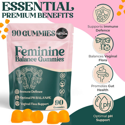 ORGANIC UPLIFT Premium Feminine Balance Gummies - for Women’s Health & Wellness - Immune Support - Vegan, Gluten-Free - Hawaiian Pineapple - 90 Gummies - 45 Servings - dailyvitalstore