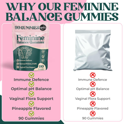 ORGANIC UPLIFT Premium Feminine Balance Gummies - for Women’s Health & Wellness - Immune Support - Vegan, Gluten-Free - Hawaiian Pineapple - 90 Gummies - 45 Servings - dailyvitalstore