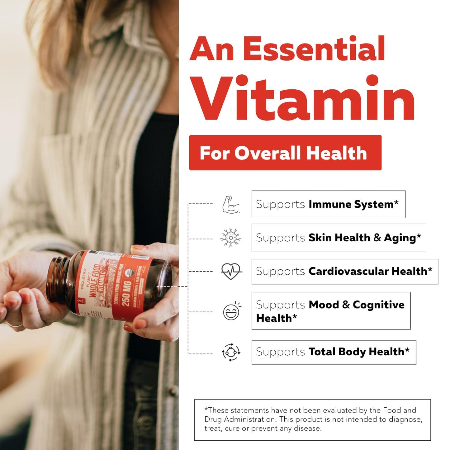 Organic Vitamin C | Whole Food Vitamin C from Fruit Plus Absorption Enhancing Cofactors - Vegan, Enhanced Bioavailability - Immune Support - dailyvitalstore
