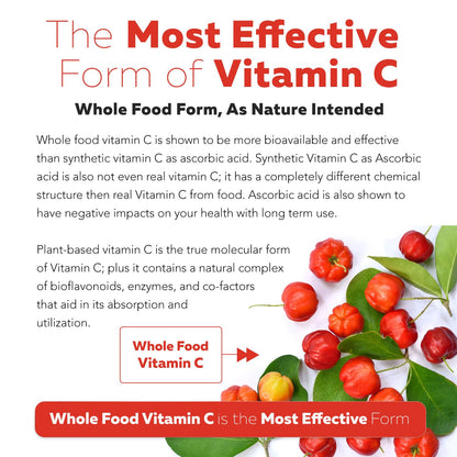 Organic Vitamin C | Whole Food Vitamin C from Fruit Plus Absorption Enhancing Cofactors - Vegan, Enhanced Bioavailability - Immune Support - dailyvitalstore