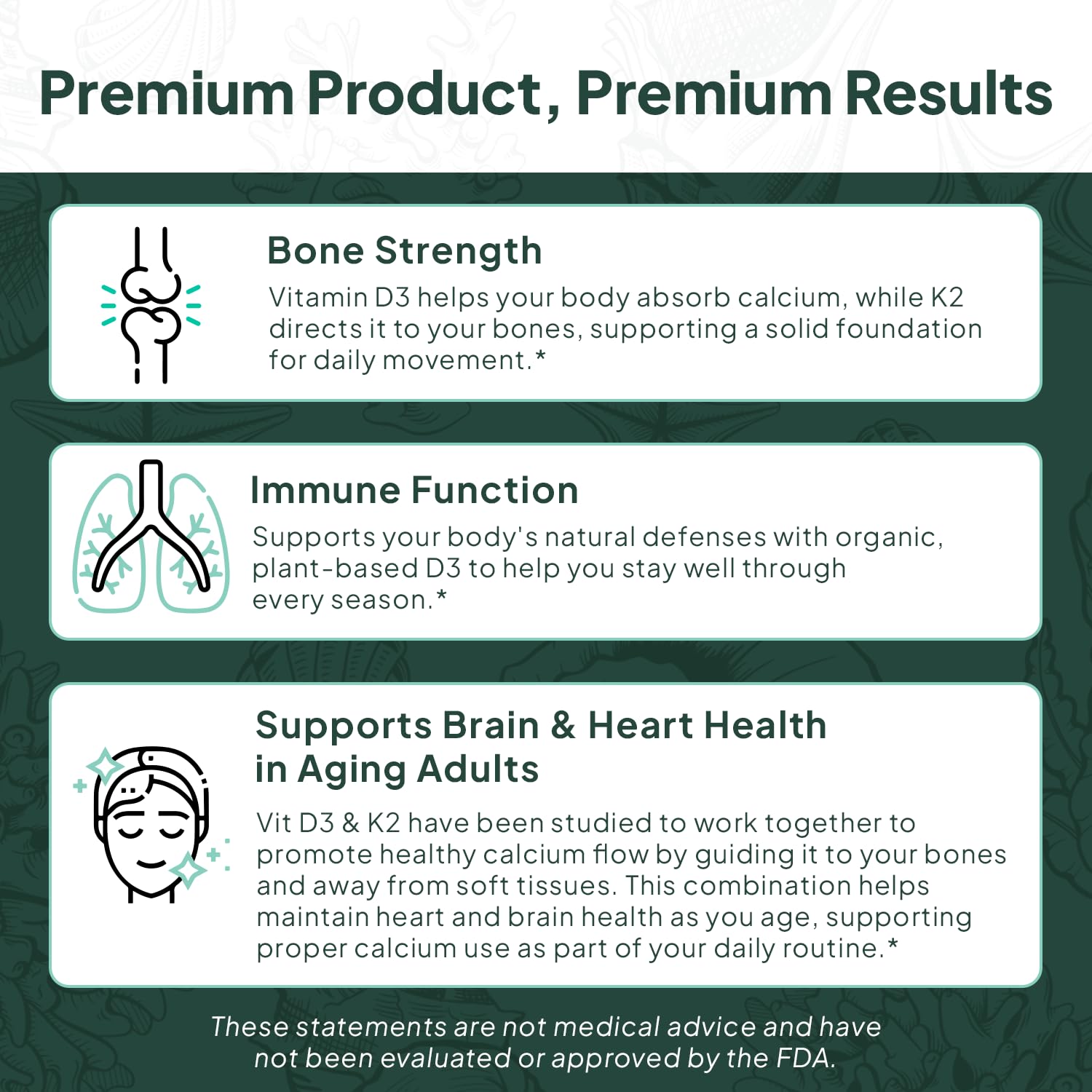 Organics Ocean Better D3 + K2-100% Organic VIT D3 and K2 Supplements with Maximum Bioavailability - Supports Bone Density, Calcium Balance, Immunity & Mood - 1-Pack, 30-Day Supply - dailyvitalstore