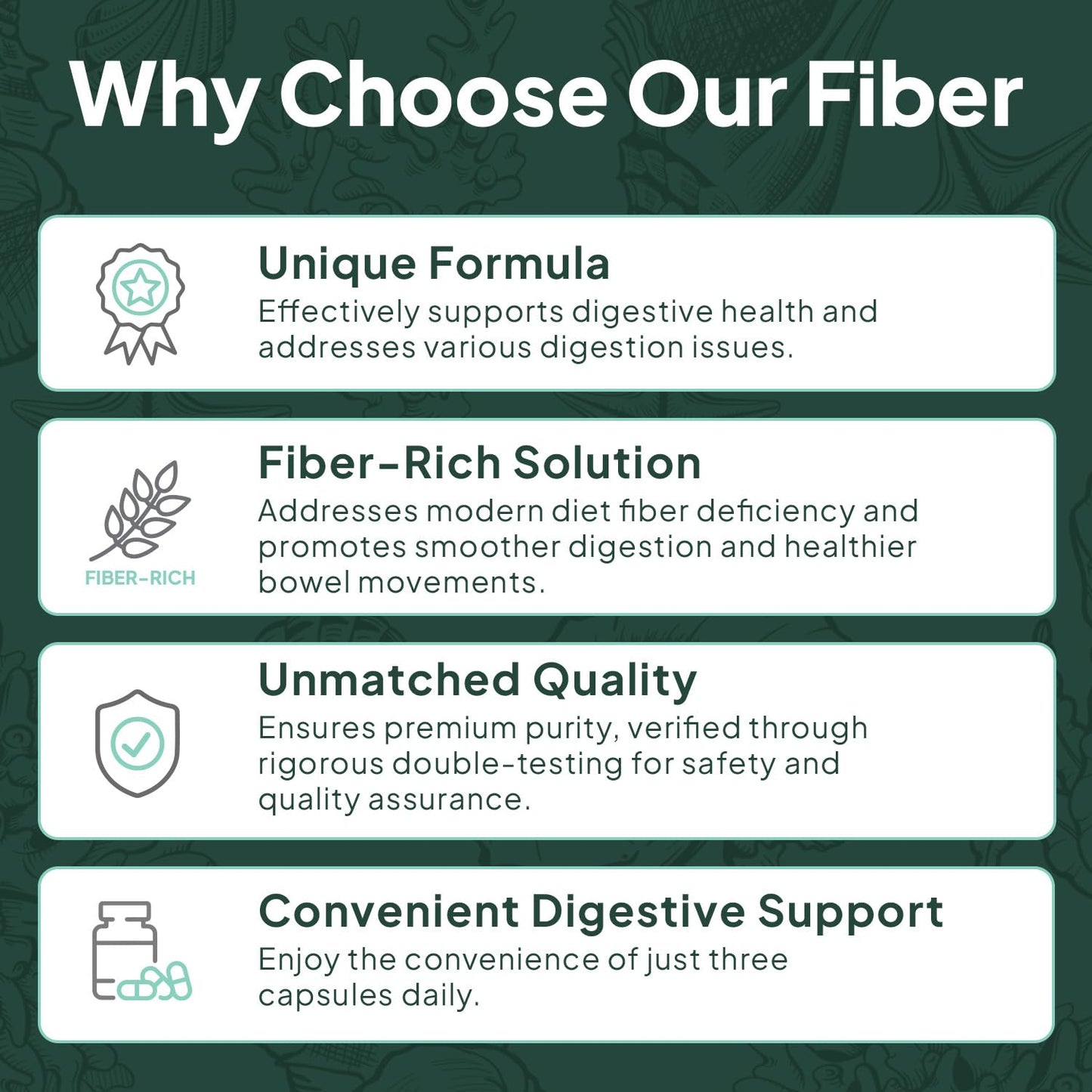 Organics Ocean Better Fiber - Daily Fiber Supplement - Soften Stool for Effortless Bowel Movements - with Psyllium Hulk and Slippery Elm - 90 Capsules - dailyvitalstore