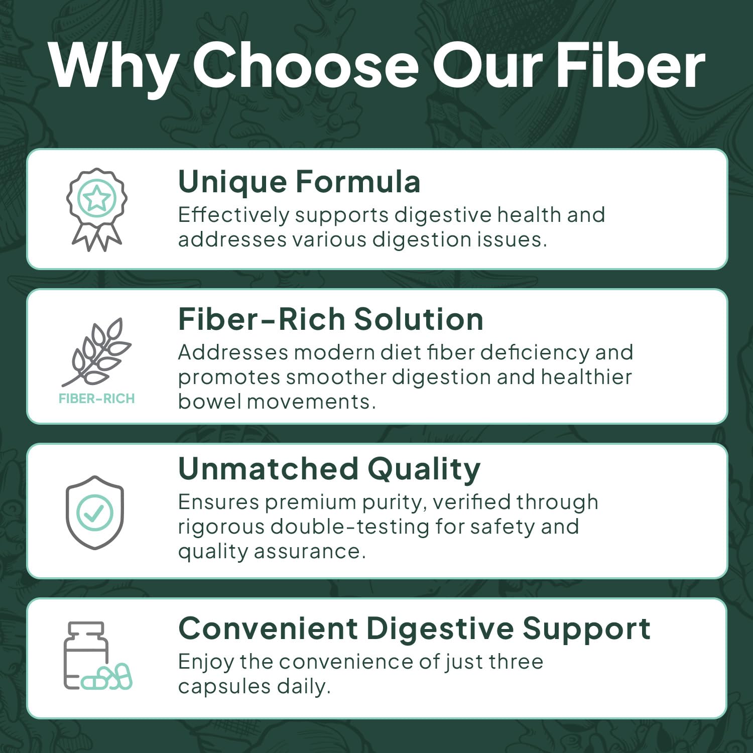 Organics Ocean Better Fiber - Daily Fiber Supplement - Soften Stool for Effortless Bowel Movements - with Psyllium Hulk and Slippery Elm - 90 Capsules - dailyvitalstore